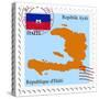 Stamp with Map and Flag of Haiti-Perysty-Stretched Canvas