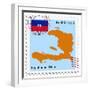 Stamp with Map and Flag of Haiti-Perysty-Framed Premium Giclee Print