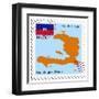 Stamp with Map and Flag of Haiti-Perysty-Framed Art Print