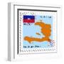 Stamp with Map and Flag of Haiti-Perysty-Framed Art Print