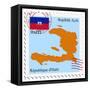 Stamp with Map and Flag of Haiti-Perysty-Framed Stretched Canvas