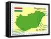 Stamp with Map and Flag of Hungary-Perysty-Framed Stretched Canvas