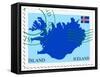 Stamp with Map and Flag of Iceland-Perysty-Framed Stretched Canvas