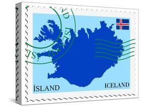 Stamp with Map and Flag of Iceland-Perysty-Stretched Canvas