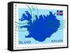 Stamp with Map and Flag of Iceland-Perysty-Framed Stretched Canvas