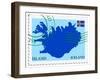 Stamp with Map and Flag of Iceland-Perysty-Framed Art Print