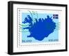 Stamp with Map and Flag of Iceland-Perysty-Framed Art Print