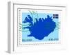 Stamp with Map and Flag of Iceland-Perysty-Framed Art Print