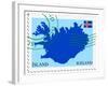 Stamp with Map and Flag of Iceland-Perysty-Framed Art Print