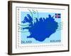 Stamp with Map and Flag of Iceland-Perysty-Framed Art Print