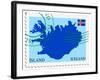 Stamp with Map and Flag of Iceland-Perysty-Framed Art Print