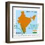 Stamp with Map and Flag of India-Perysty-Framed Art Print