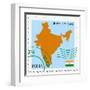 Stamp with Map and Flag of India-Perysty-Framed Art Print