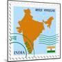 Stamp with Map and Flag of India-Perysty-Mounted Art Print