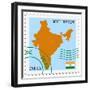 Stamp with Map and Flag of India-Perysty-Framed Art Print