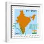 Stamp with Map and Flag of India-Perysty-Framed Art Print