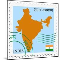 Stamp with Map and Flag of India-Perysty-Mounted Art Print