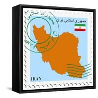 Stamp with Map and Flag of Iran-Perysty-Framed Stretched Canvas