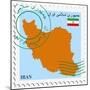 Stamp with Map and Flag of Iran-Perysty-Mounted Premium Giclee Print