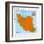 Stamp with Map and Flag of Iran-Perysty-Framed Art Print