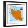 Stamp with Map and Flag of Iran-Perysty-Framed Art Print