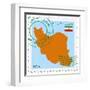 Stamp with Map and Flag of Iran-Perysty-Framed Art Print