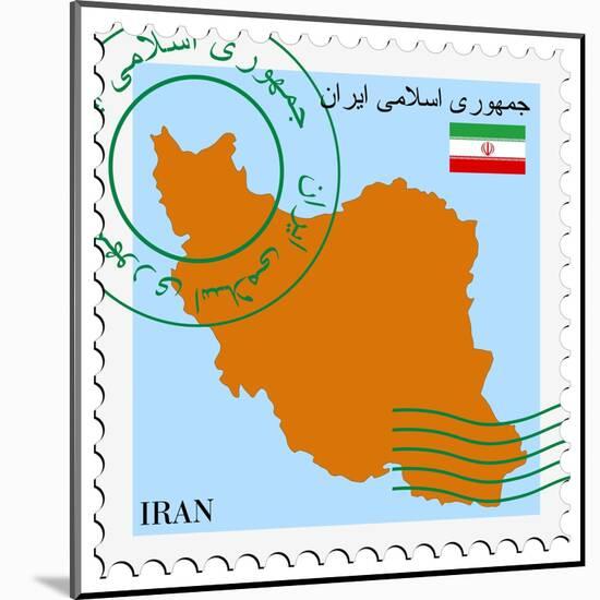 Stamp with Map and Flag of Iran-Perysty-Mounted Art Print