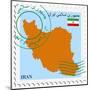 Stamp with Map and Flag of Iran-Perysty-Mounted Art Print