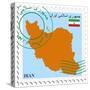 Stamp with Map and Flag of Iran-Perysty-Stretched Canvas