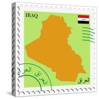 Stamp with Map and Flag of Iraq-Perysty-Stretched Canvas