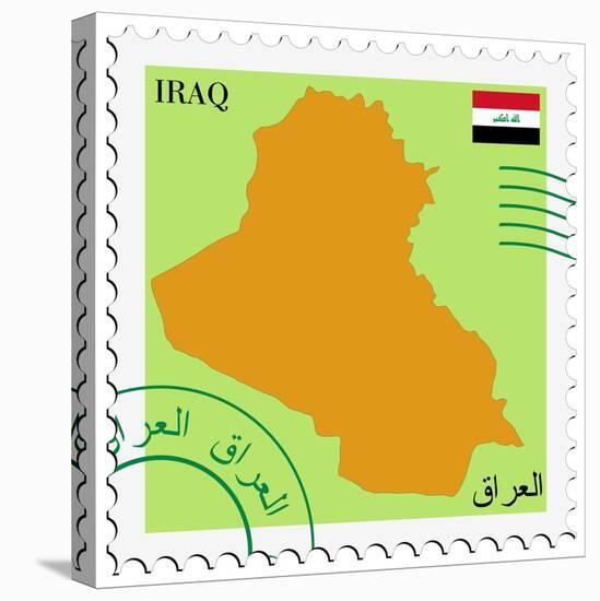 Stamp with Map and Flag of Iraq-Perysty-Stretched Canvas