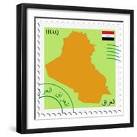 Stamp with Map and Flag of Iraq-Perysty-Framed Premium Giclee Print