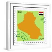 Stamp with Map and Flag of Iraq-Perysty-Framed Premium Giclee Print