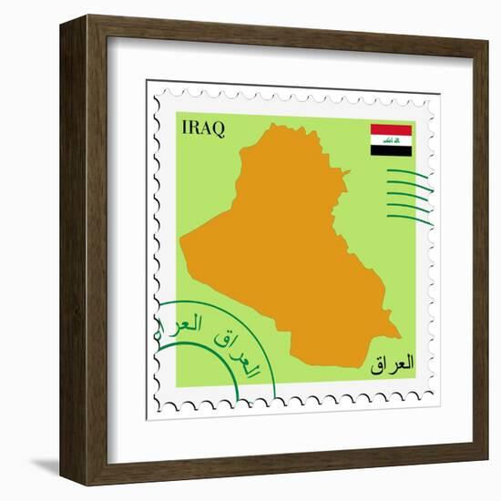 Stamp with Map and Flag of Iraq-Perysty-Framed Art Print