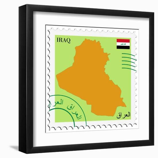 Stamp with Map and Flag of Iraq-Perysty-Framed Art Print