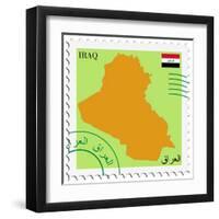 Stamp with Map and Flag of Iraq-Perysty-Framed Art Print