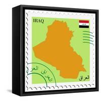 Stamp with Map and Flag of Iraq-Perysty-Framed Stretched Canvas