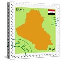 Stamp with Map and Flag of Iraq-Perysty-Stretched Canvas