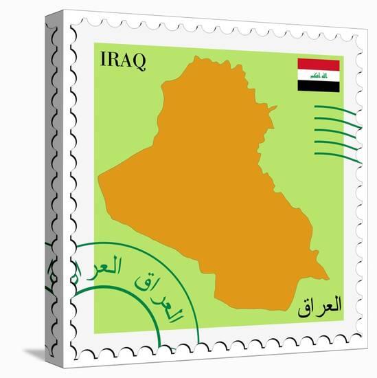 Stamp with Map and Flag of Iraq-Perysty-Stretched Canvas