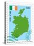 Stamp with Map and Flag of Ireland-Perysty-Stretched Canvas