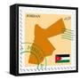 Stamp with Map and Flag of Jordan-Perysty-Framed Stretched Canvas