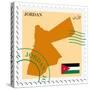 Stamp with Map and Flag of Jordan-Perysty-Stretched Canvas