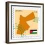 Stamp with Map and Flag of Jordan-Perysty-Framed Premium Giclee Print