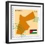 Stamp with Map and Flag of Jordan-Perysty-Framed Premium Giclee Print