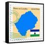 Stamp with Map and Flag of Lesotho-Perysty-Framed Stretched Canvas