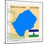 Stamp with Map and Flag of Lesotho-Perysty-Mounted Premium Giclee Print