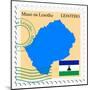 Stamp with Map and Flag of Lesotho-Perysty-Mounted Art Print