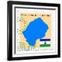 Stamp with Map and Flag of Lesotho-Perysty-Framed Art Print