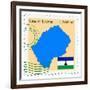 Stamp with Map and Flag of Lesotho-Perysty-Framed Art Print
