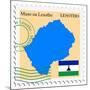 Stamp with Map and Flag of Lesotho-Perysty-Mounted Art Print